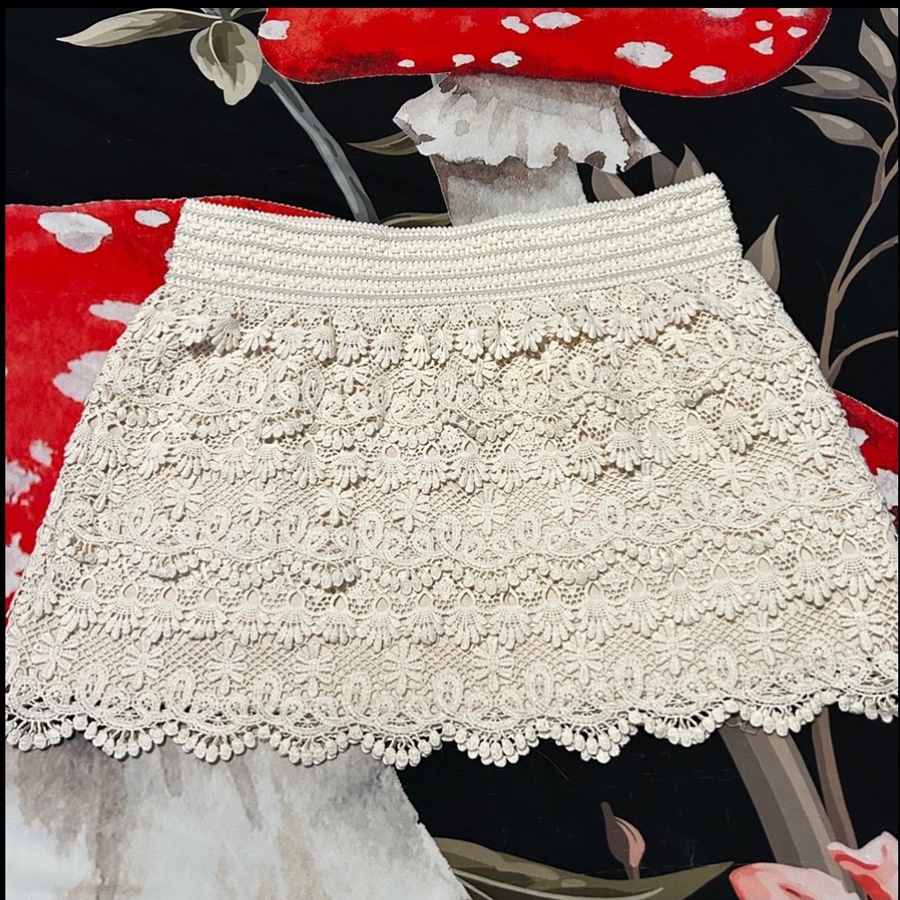 American Rag Cream Lace A-Line Mini Skirt